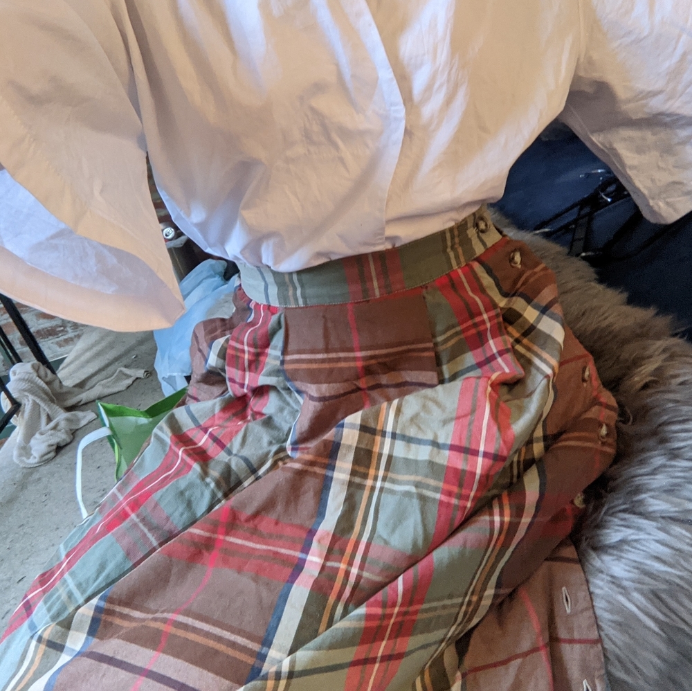Vintage Petite Plaid Pleated Skirt w Pocket - Picture 9 of 11